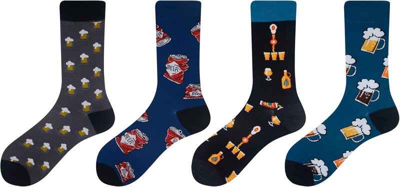 Cansok Men's 2/4 Packs Fun Crazy Novelty Dress Crew Socks - Image 2